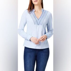 NEW NIC+ZOE Sky Blue Embroidered Blouse Plus Size 2X